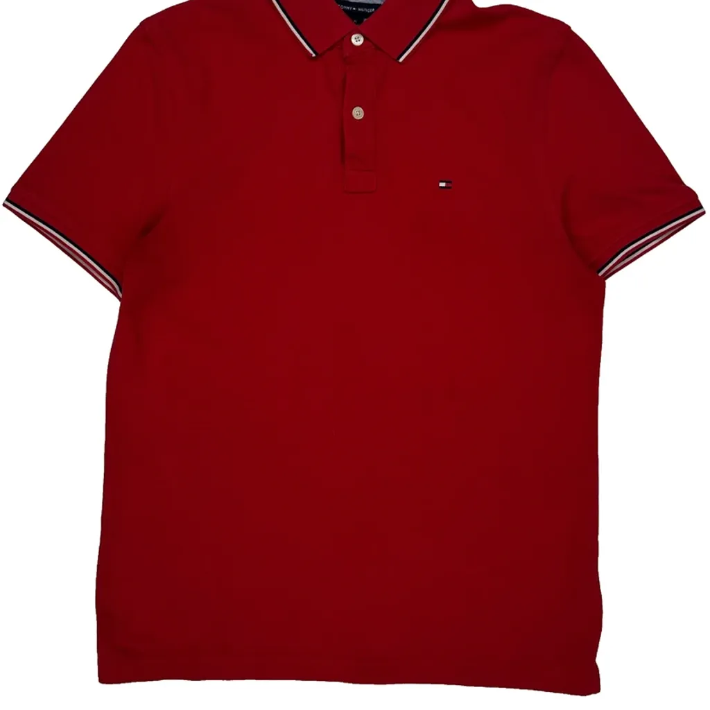 Tommy Hilfiger Polo Shirt - Medium Red Cotton - Image 4