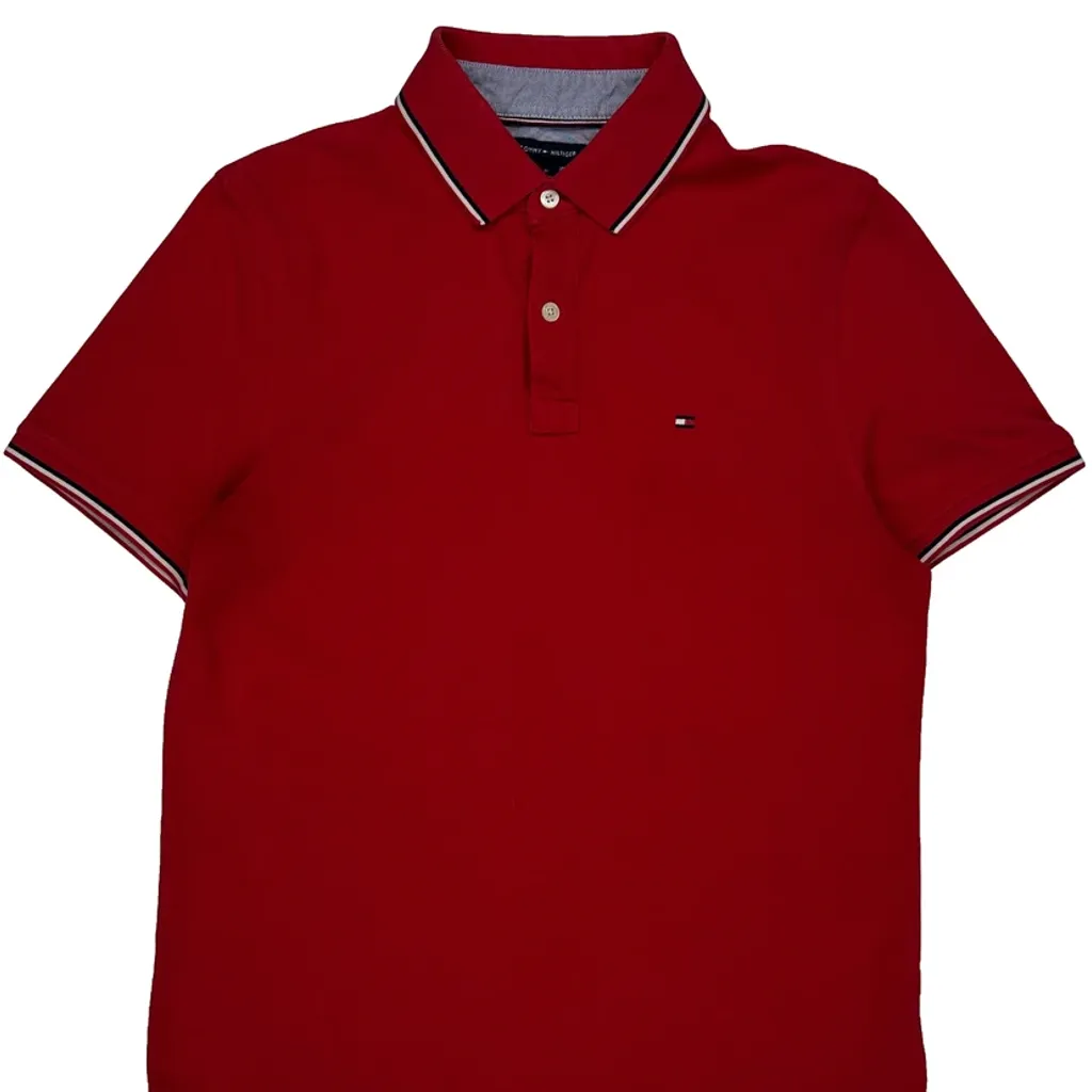 Tommy Hilfiger Polo Shirt - Medium Red Cotton - Image 5