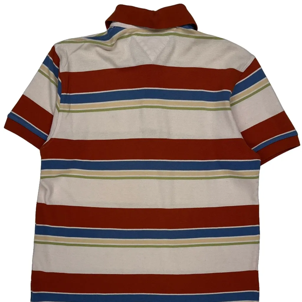 Tommy Hilfiger Striped Polo Shirt - Medium Red Cotton - Image 7