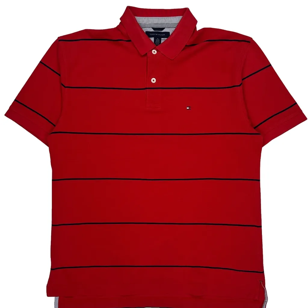 Tommy Hilfiger Striped Polo Shirt - XL Red Cotton - Image 4