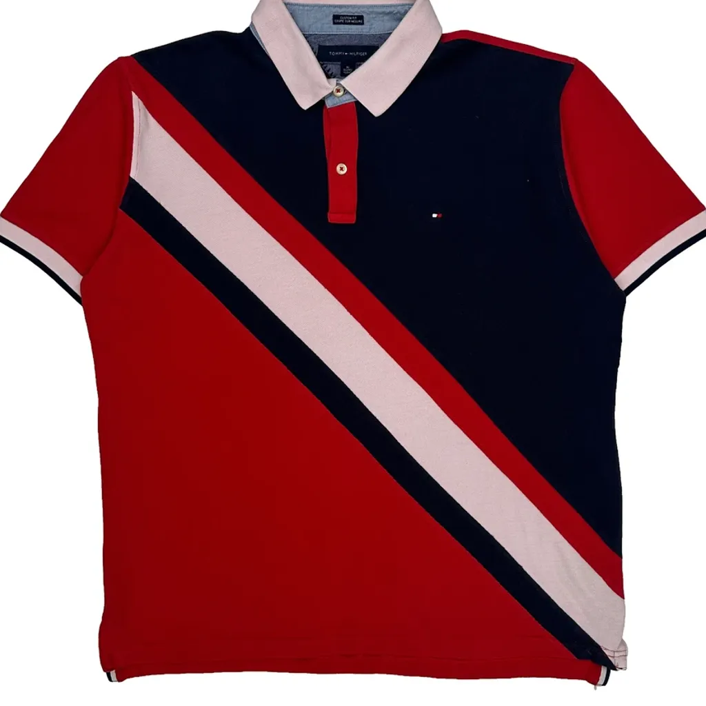 Tommy Hilfiger Striped Polo Shirt - XL Red Cotton - Image 5
