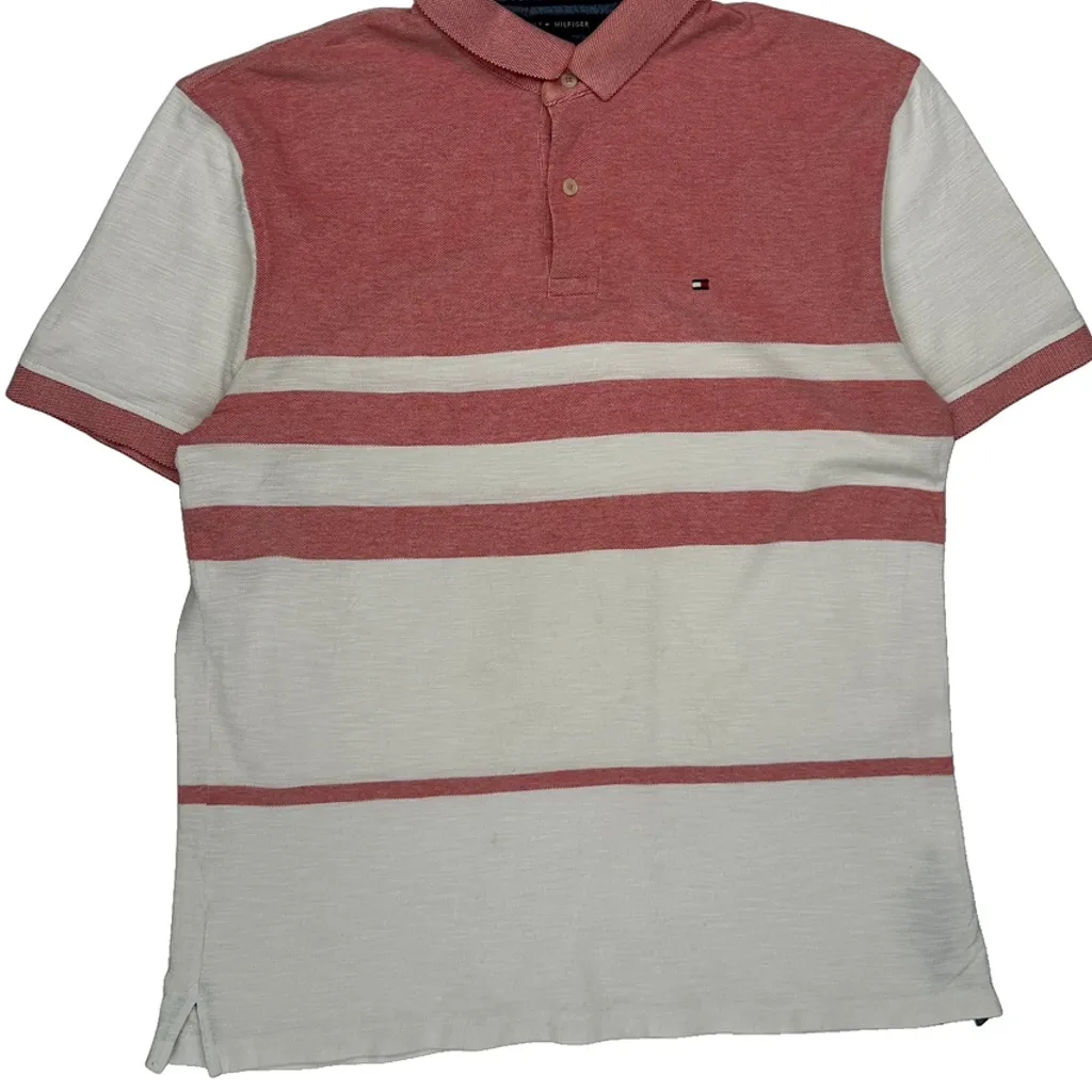 Tommy Hilfiger Striped Polo Shirt - XL Red Cotton - Image 5