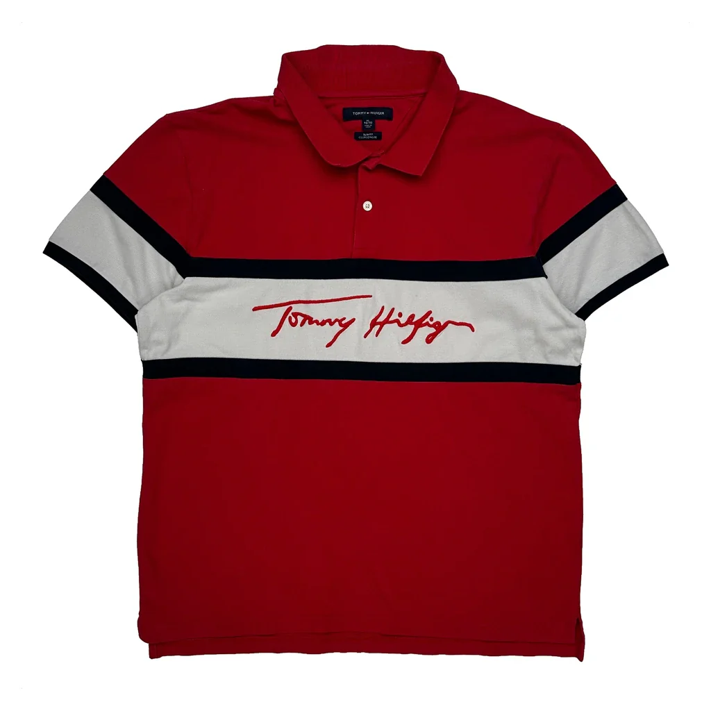 Tommy Hilfiger Slim Fit Polo Shirt - XL Red Cotton
