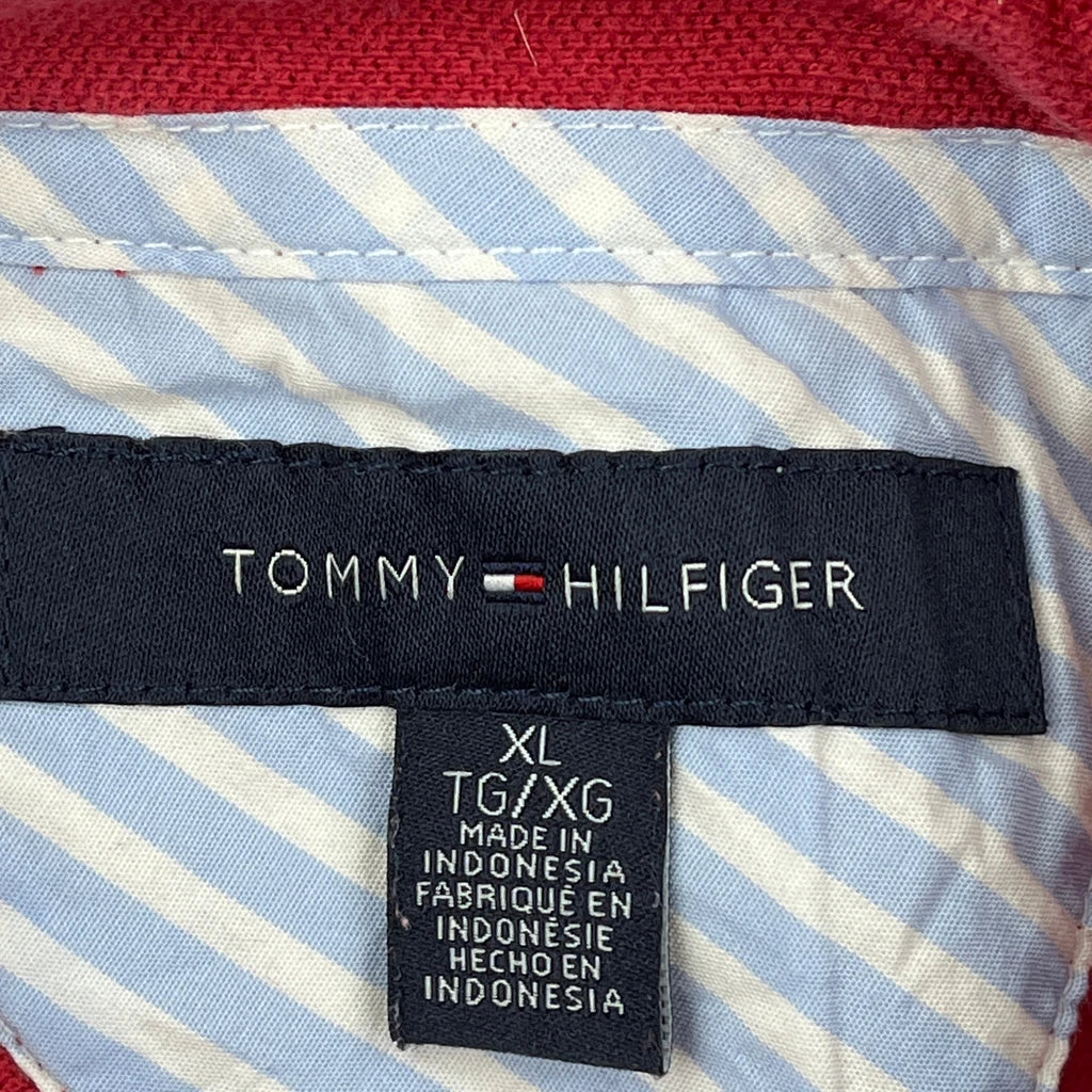 Tommy Hilfiger Striped Polo Shirt - XL Red Cotton - Image 3