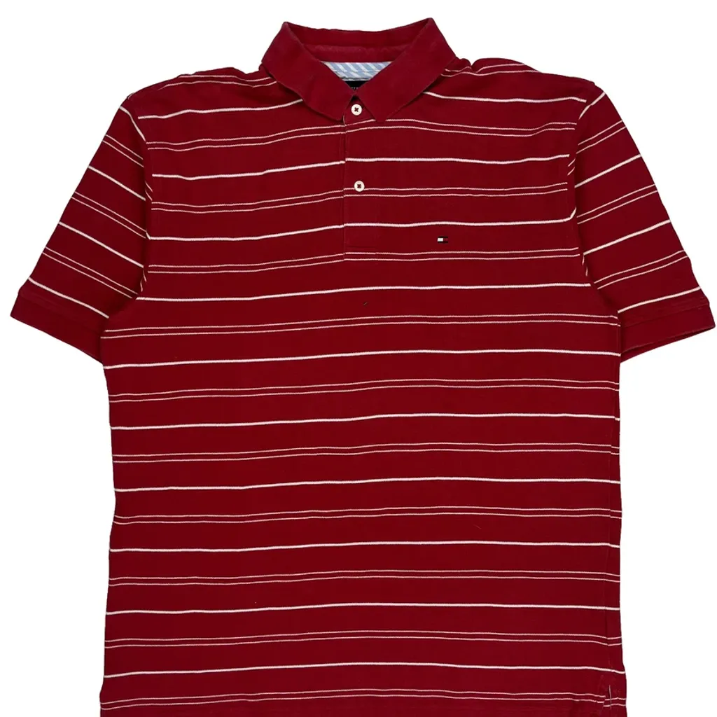 Tommy Hilfiger Striped Polo Shirt - XL Red Cotton - Image 4