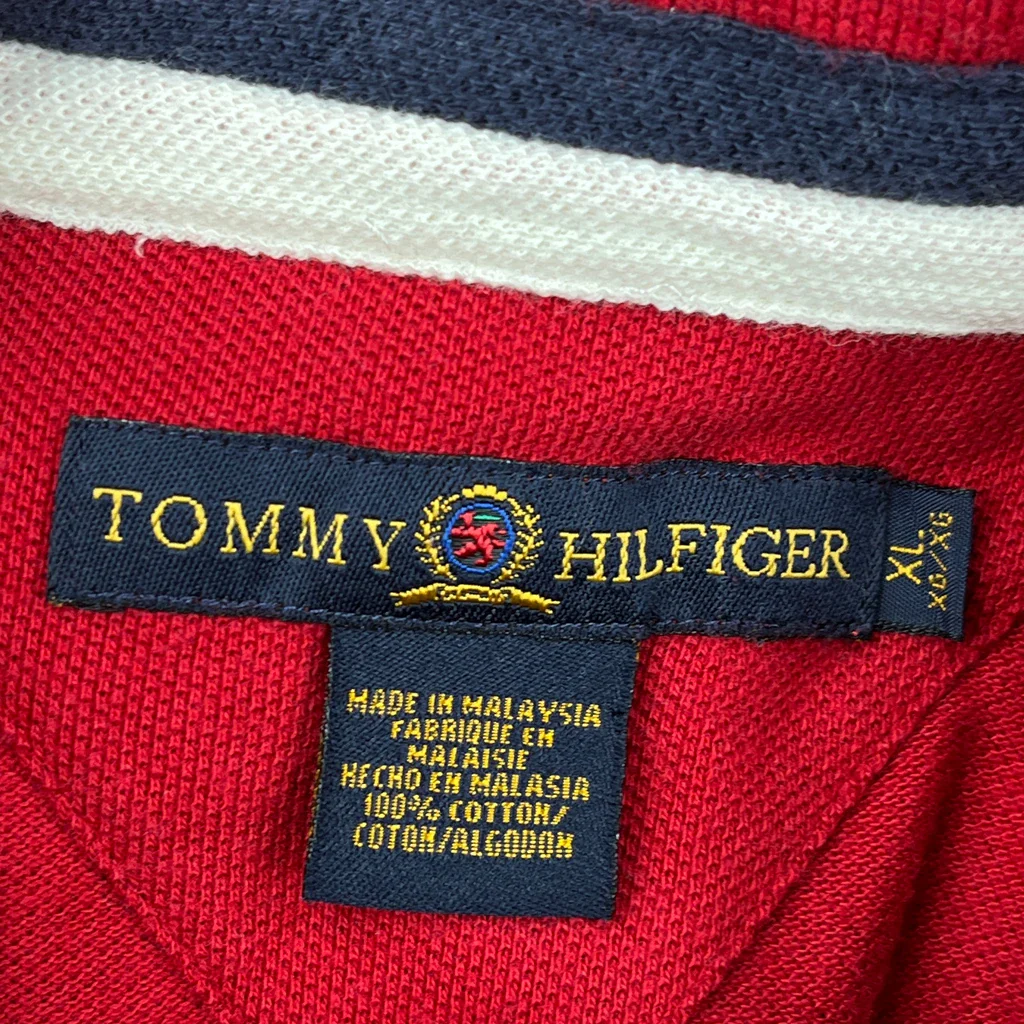 Tommy Hilfiger Striped Polo Shirt - XL Red Cotton - Image 3