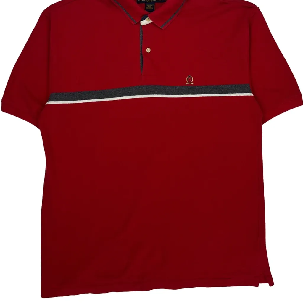 Tommy Hilfiger Striped Polo Shirt - XL Red Cotton - Image 5