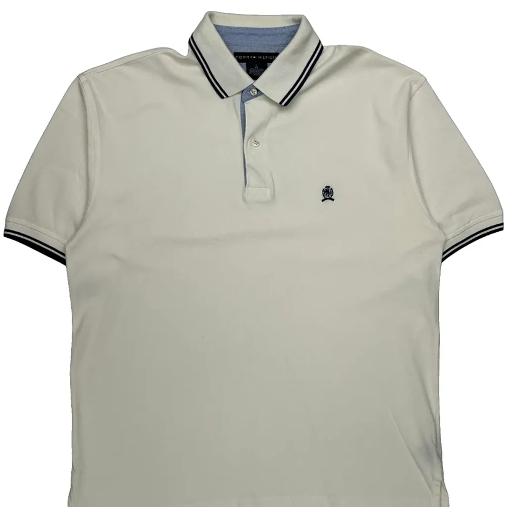 Tommy Hilfiger Polo Shirt - Large White Cotton - Image 6