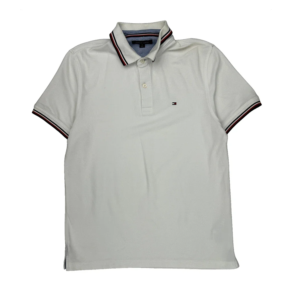 Tommy Hilfiger Polo Shirt - Medium White Cotton