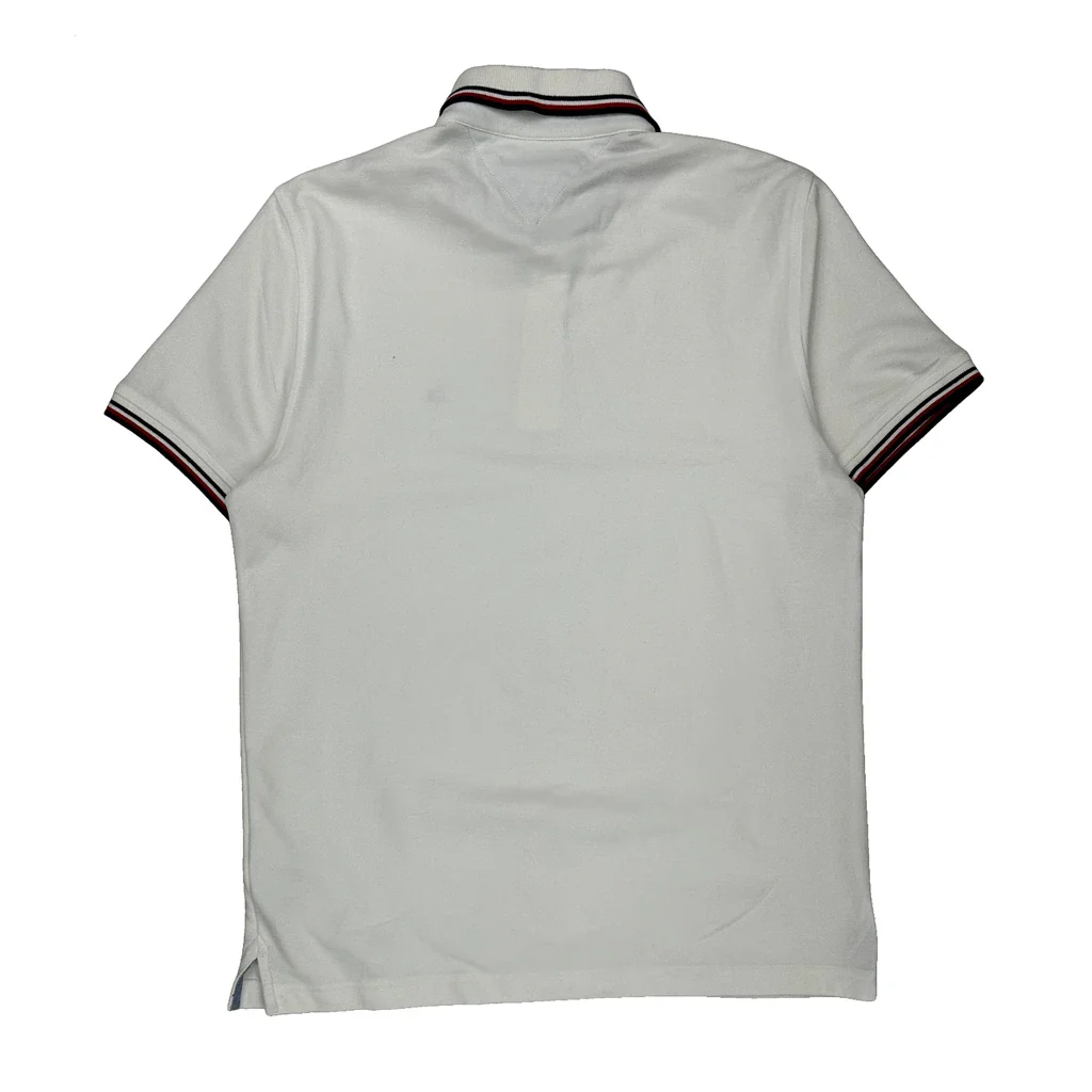 Tommy Hilfiger Polo Shirt - Medium White Cotton - Image 2