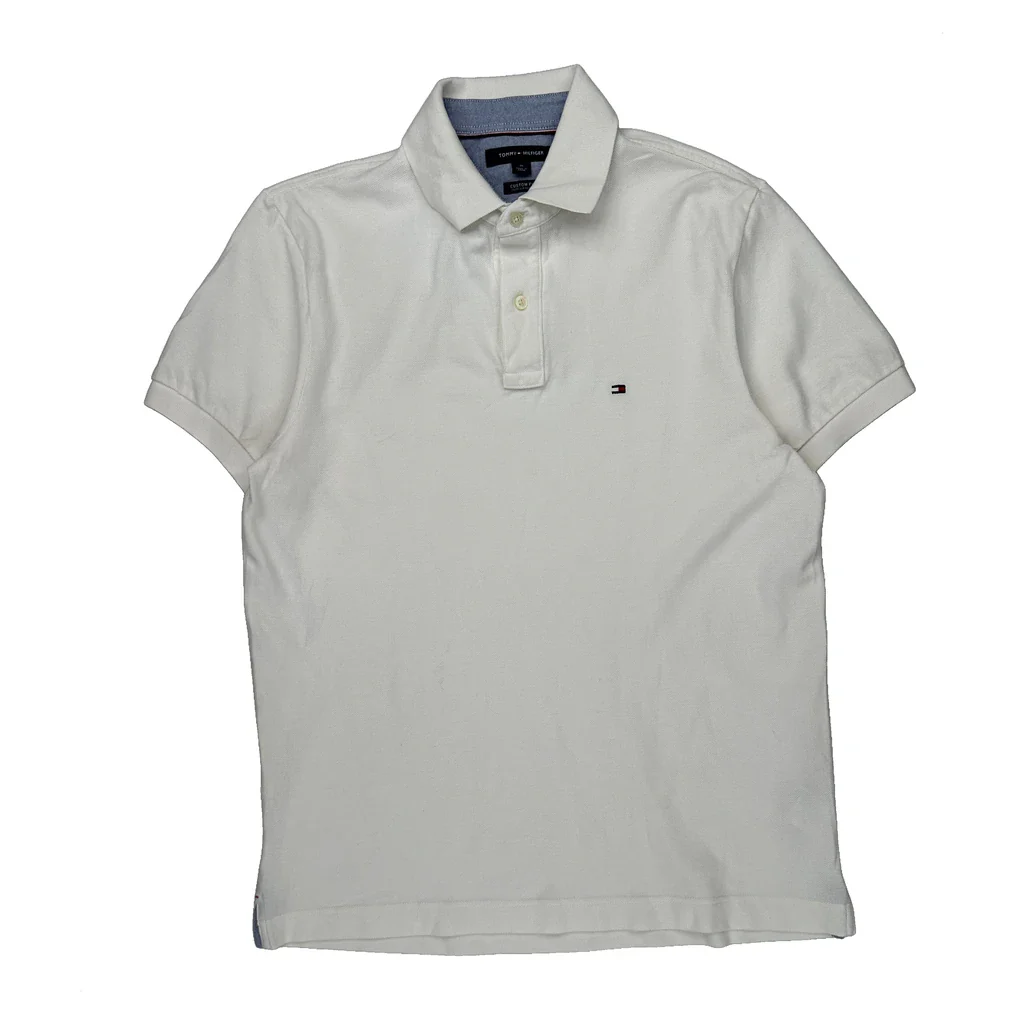 Tommy Hilfiger Polo Shirt - Medium White Cotton