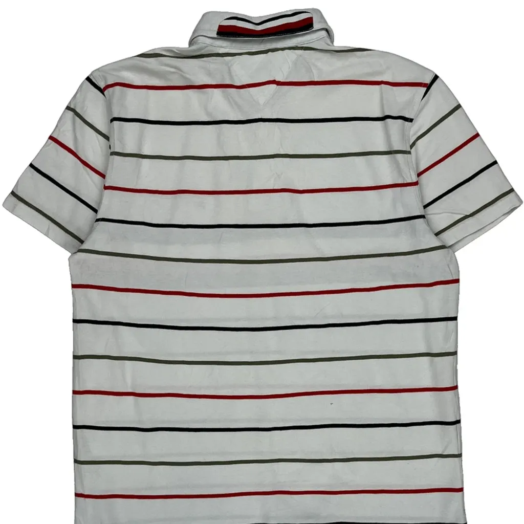 Tommy Hilfiger Striped Polo Shirt - Medium White Cotton - Image 6