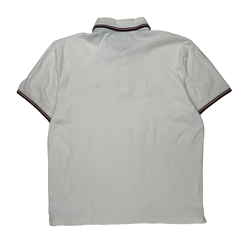 Tommy Hilfiger Striped Polo Shirt - XL White Cotton - Image 2