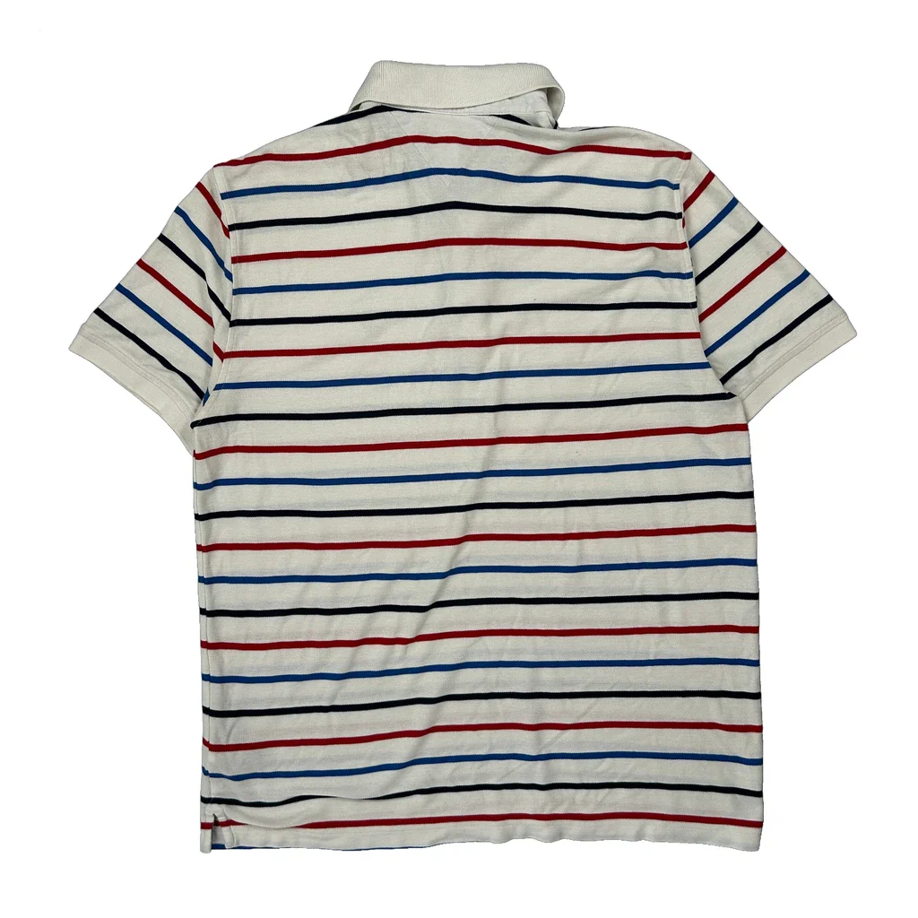 Tommy Hilfiger Striped Polo Shirt - XL White Cotton - Image 2