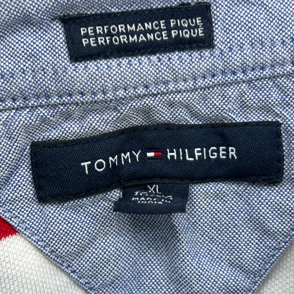 Tommy Hilfiger Striped Polo Shirt - XL White Cotton - Image 3