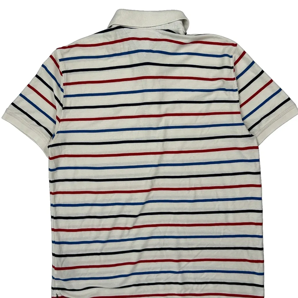 Tommy Hilfiger Striped Polo Shirt - XL White Cotton - Image 7