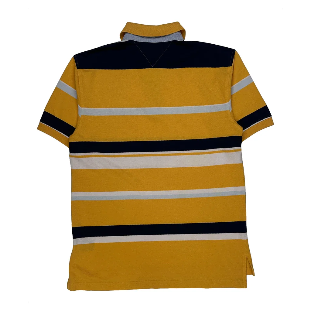 Tommy Hilfiger Striped Polo Shirt - Medium Yellow Cotton - Image 2