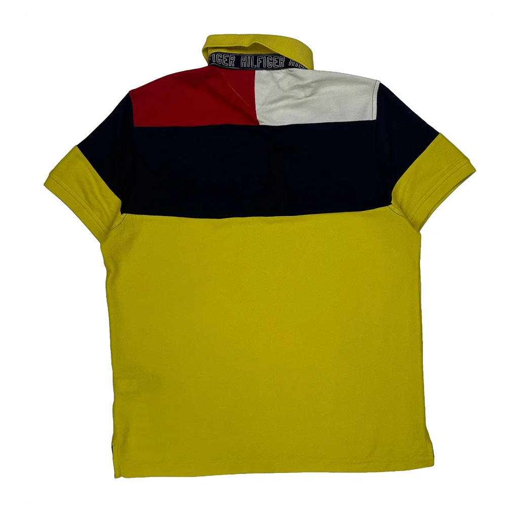 Tommy Hilfiger Striped Polo Shirt - Medium Yellow Cotton - Image 2
