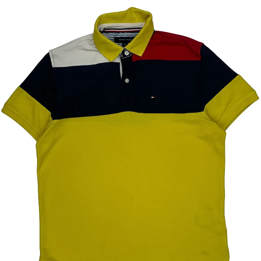 Tommy Hilfiger Striped Polo Shirt - Medium Yellow Cotton - Image 4
