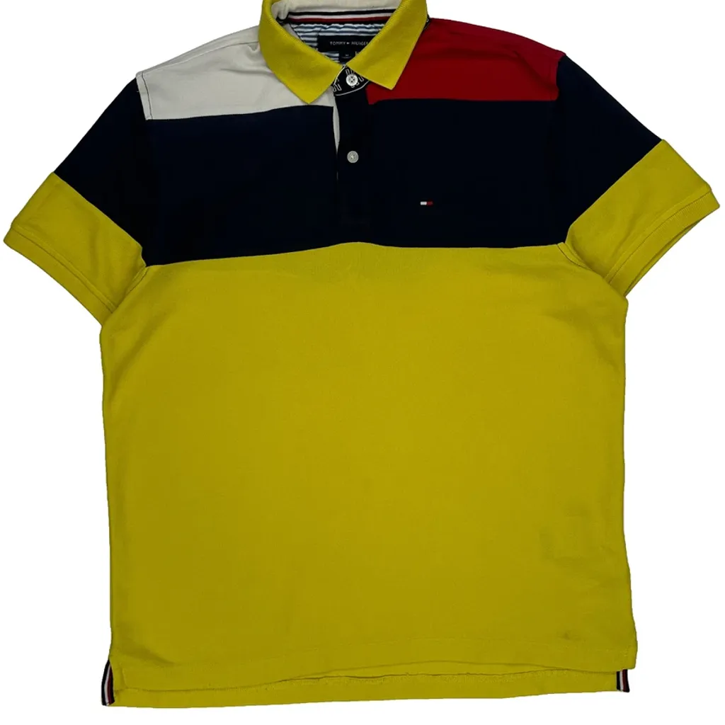 Tommy Hilfiger Striped Polo Shirt - Medium Yellow Cotton - Image 5