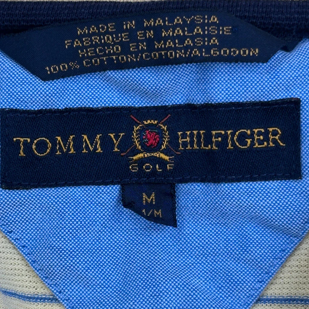 Tommy Hilfiger Striped Polo Shirt - Medium Yellow Cotton - Image 3