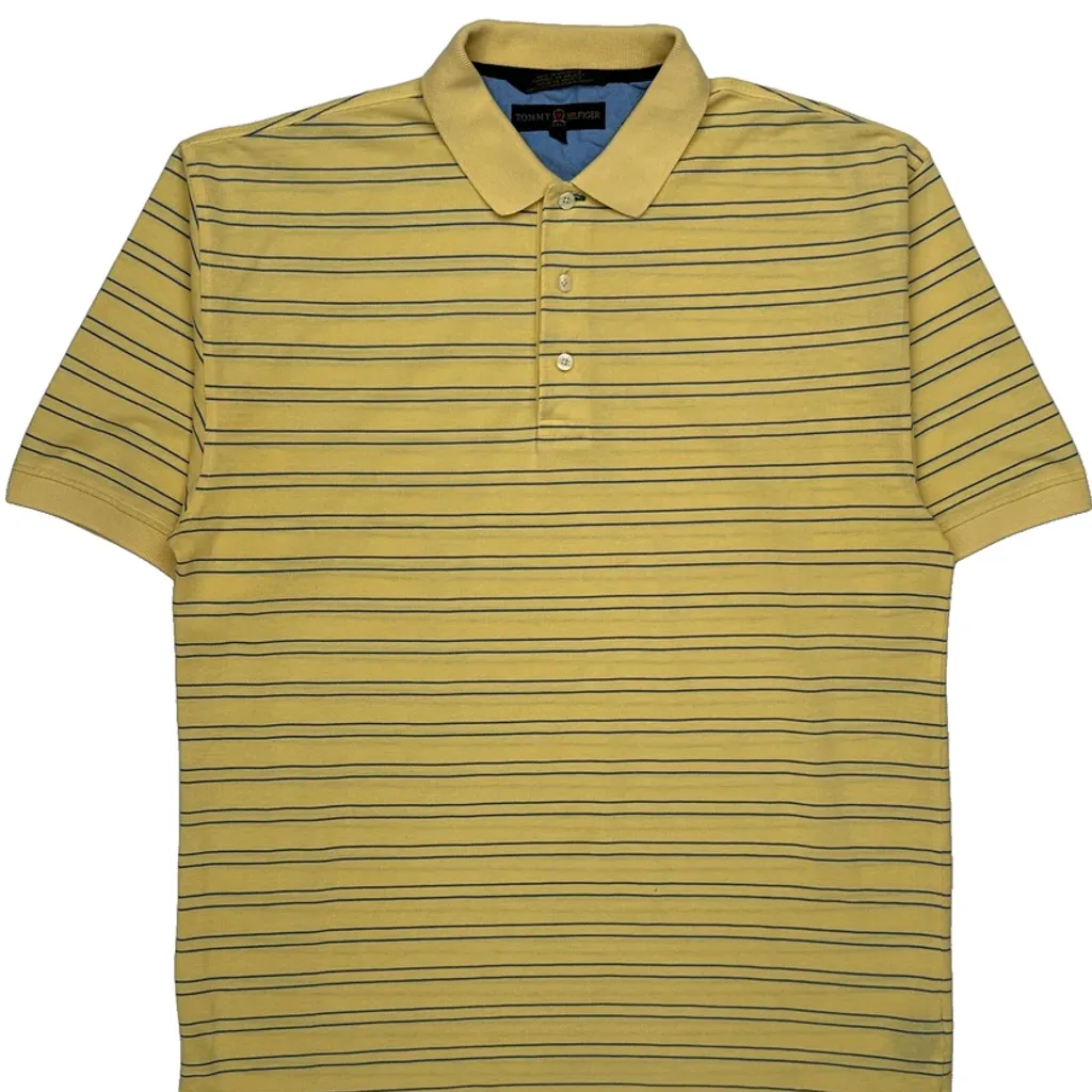 Tommy Hilfiger Striped Polo Shirt - Medium Yellow Cotton - Image 5