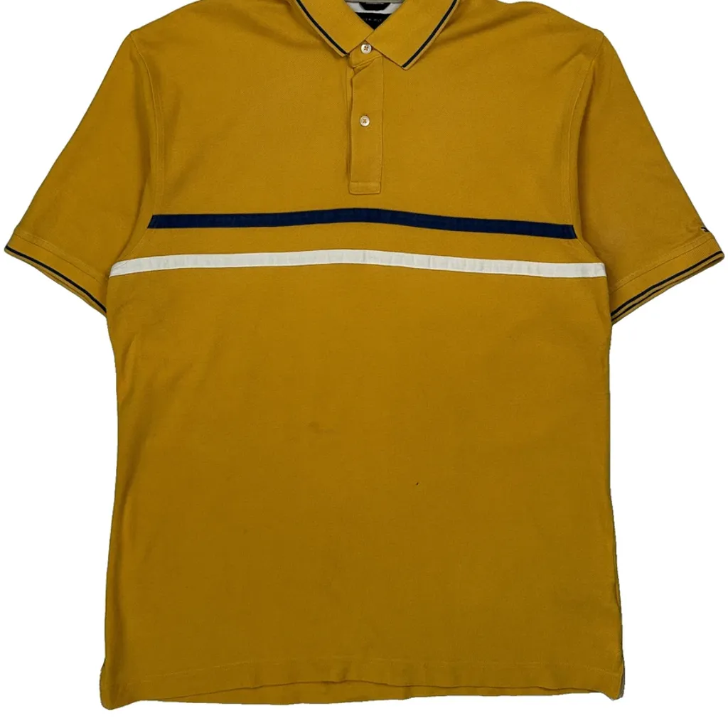 Tommy Hilfiger Striped Polo Shirt - XL Yellow Cotton - Image 5