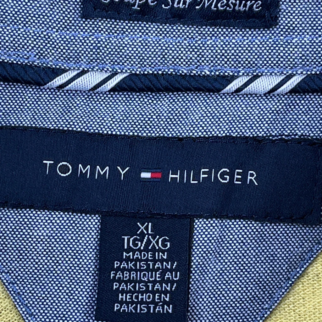 Tommy Hilfiger Striped Polo Shirt - XL Yellow Cotton - Image 3