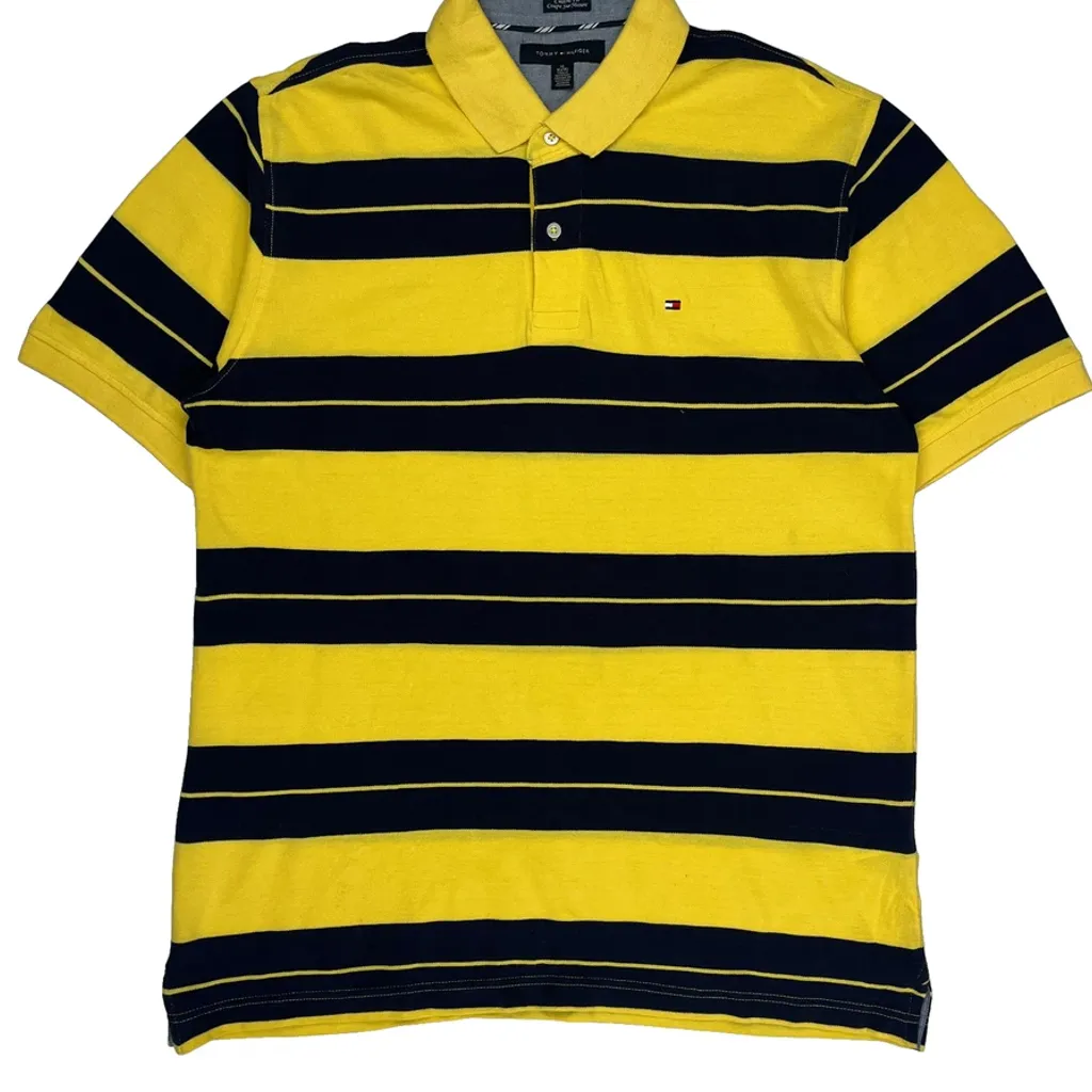 Tommy Hilfiger Striped Polo Shirt - XL Yellow Cotton - Image 4