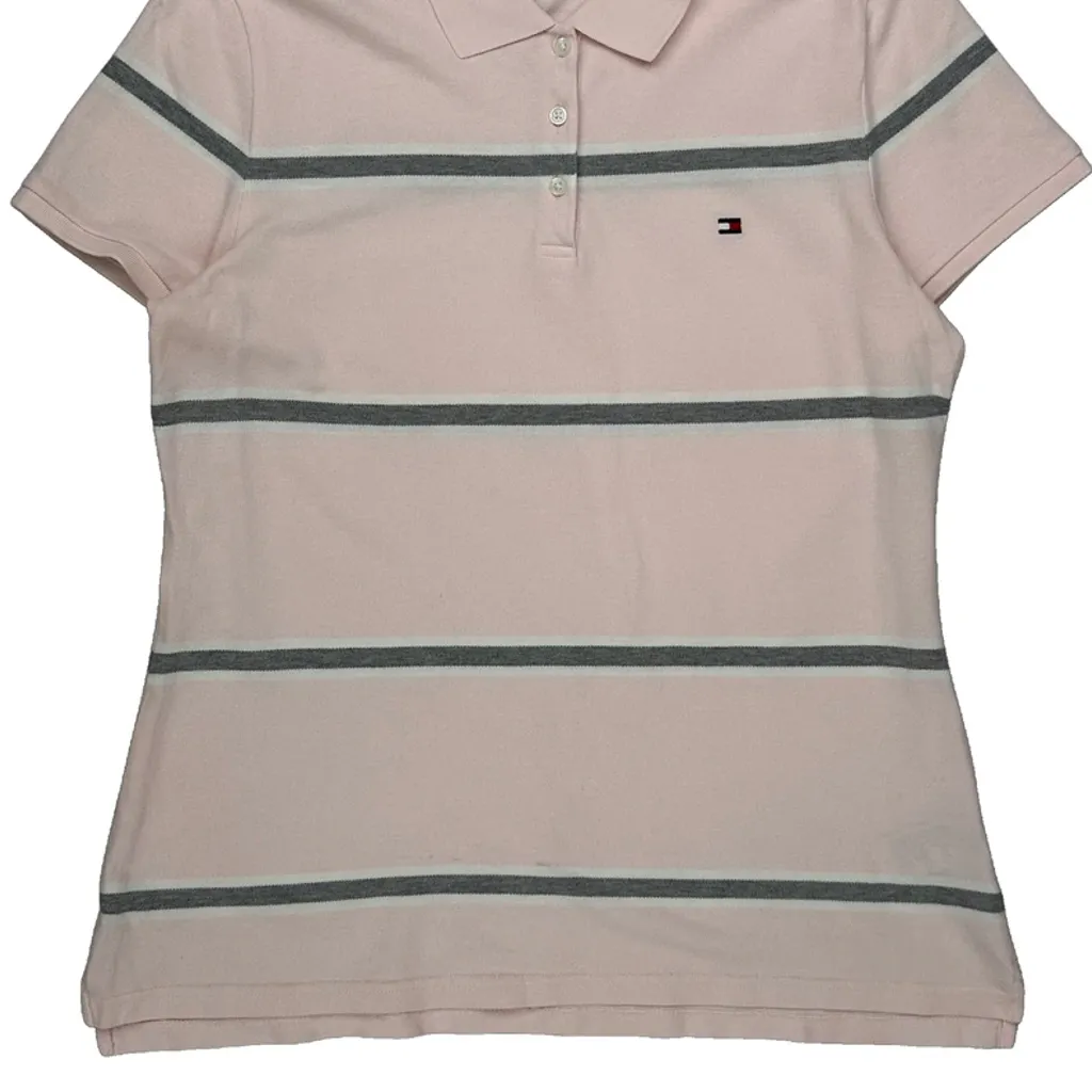 Tommy Hilfiger Striped Polo Shirt - Large Pink Cotton - Image 4
