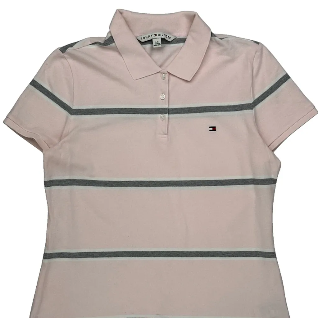 Tommy Hilfiger Striped Polo Shirt - Large Pink Cotton - Image 5