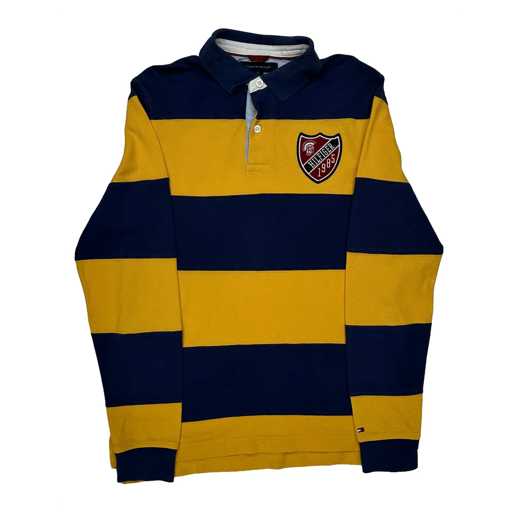 Tommy Hilfiger Striped Rugby Shirt - Medium Blue Cotton