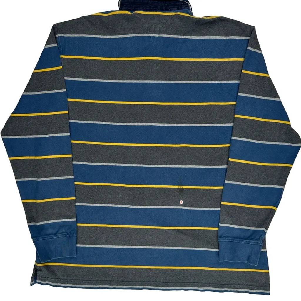 Tommy Hilfiger Striped Rugby Shirt - 2XL Blue Cotton - Image 7