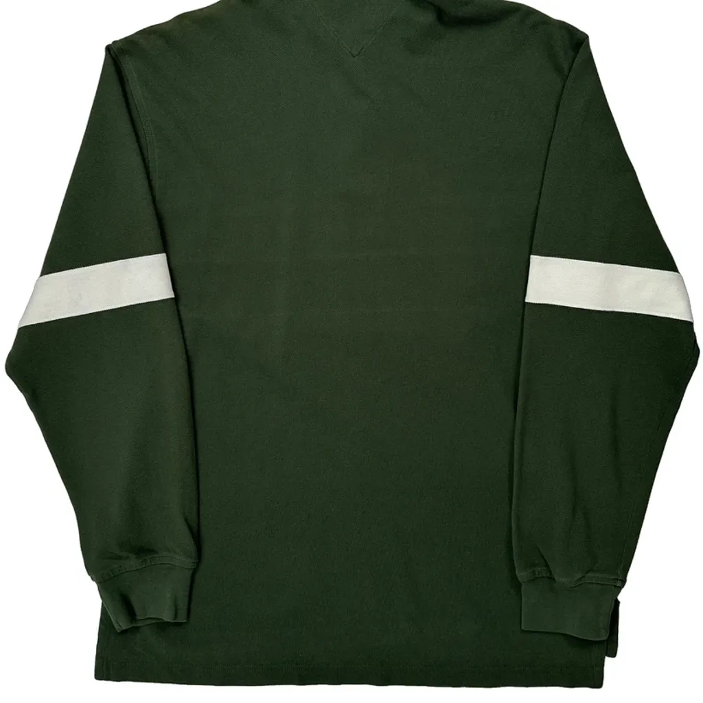 Tommy Hilfiger Spellout Rugby Shirt - Large Green Cotton - Image 6