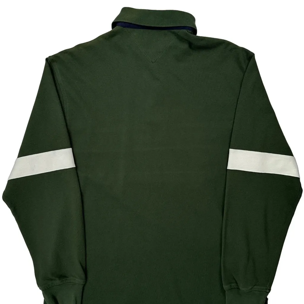 Tommy Hilfiger Spellout Rugby Shirt - Large Green Cotton - Image 7