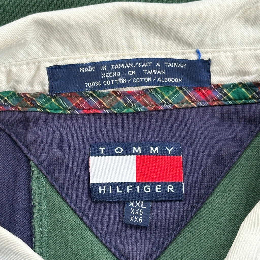 Tommy Hilfiger Striped Rugby Shirt - 2XL Green Cotton - Image 3