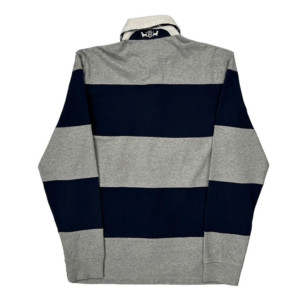 Tommy Hilfiger Striped Rugby Shirt - Small Grey Cotton - Image 2