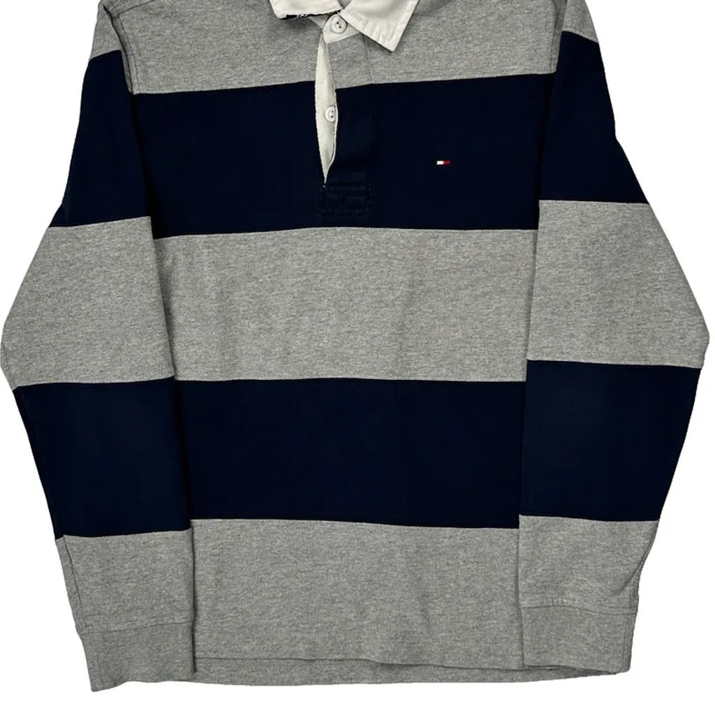 Tommy Hilfiger Striped Rugby Shirt - Small Grey Cotton - Image 5
