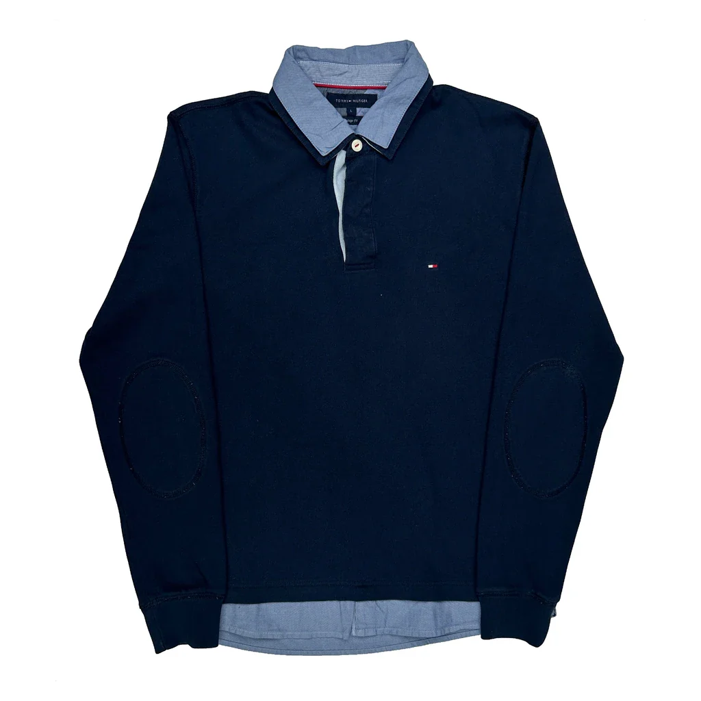Tommy Hilfiger Rugby Shirt - Large Navy Cotton