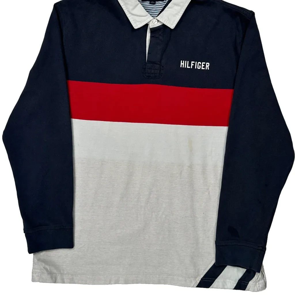 Tommy Hilfiger Striped Rugby Shirt - 2XL Navy Cotton - Image 5