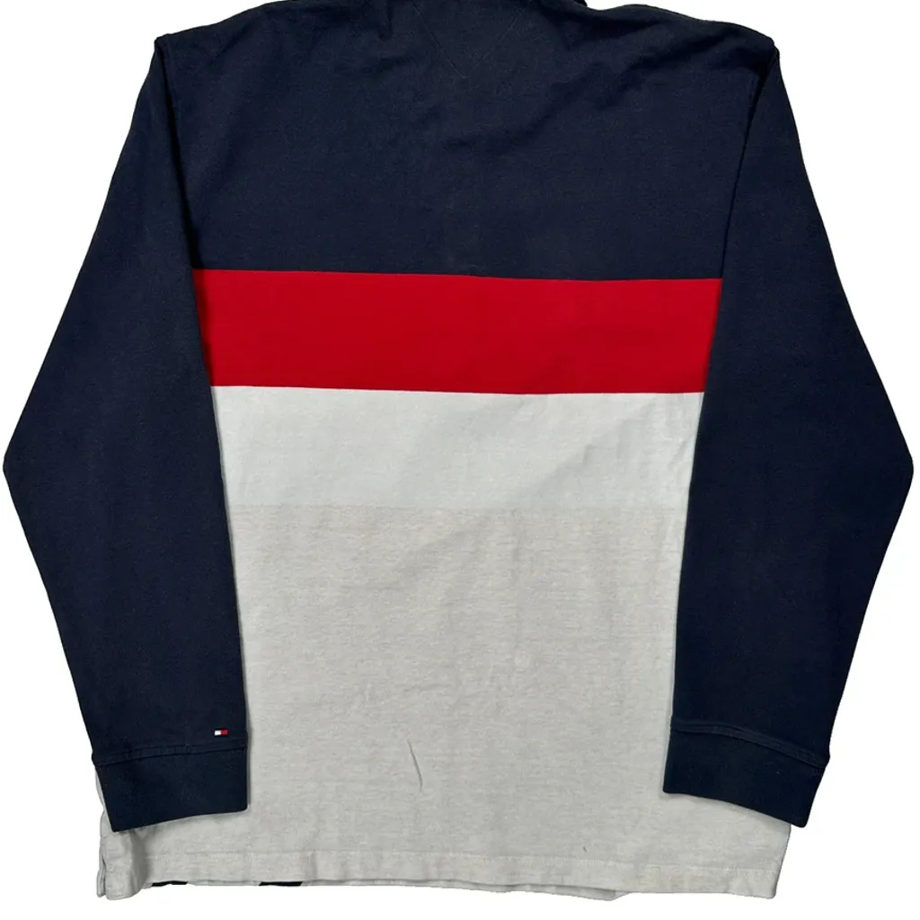 Tommy Hilfiger Striped Rugby Shirt - 2XL Navy Cotton - Image 6