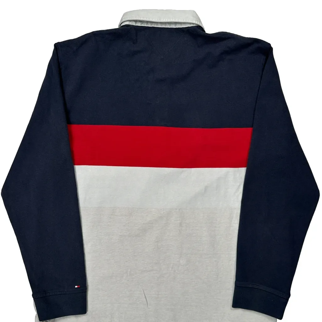 Tommy Hilfiger Striped Rugby Shirt - 2XL Navy Cotton - Image 7