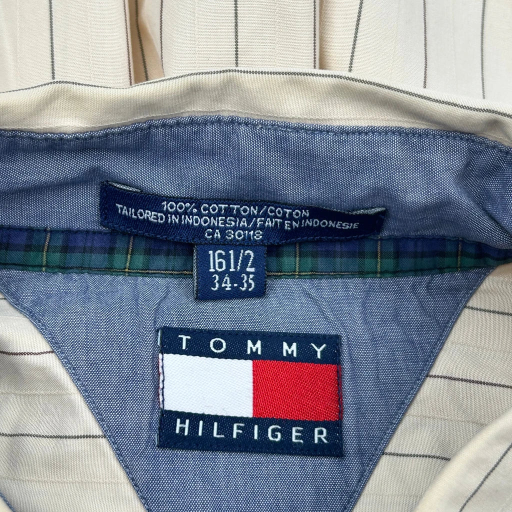 Tommy Hilfiger Striped Shirt - Large Beige Cotton - Image 3