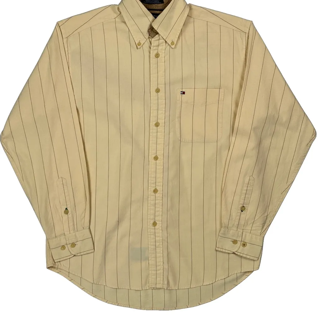 Tommy Hilfiger Striped Shirt - Small Beige Cotton - Image 4