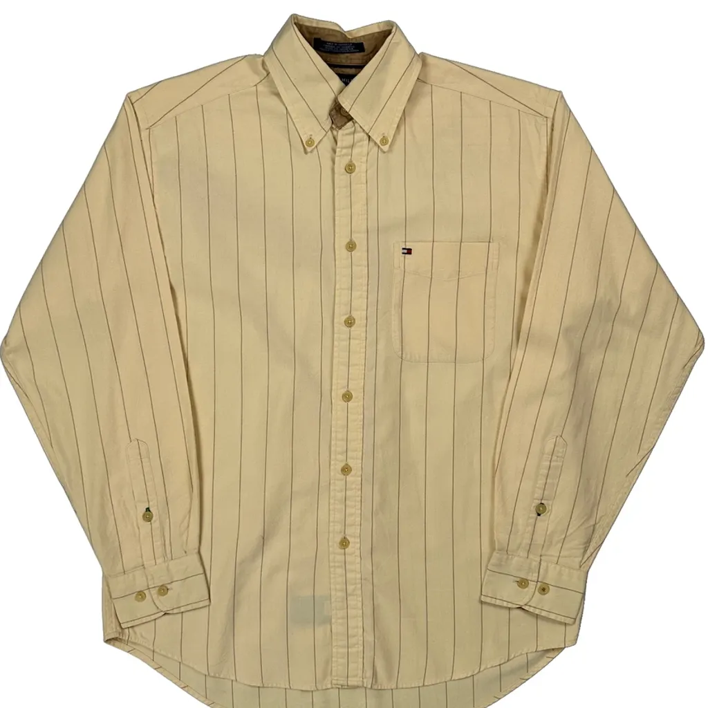 Tommy Hilfiger Striped Shirt - Small Beige Cotton - Image 5