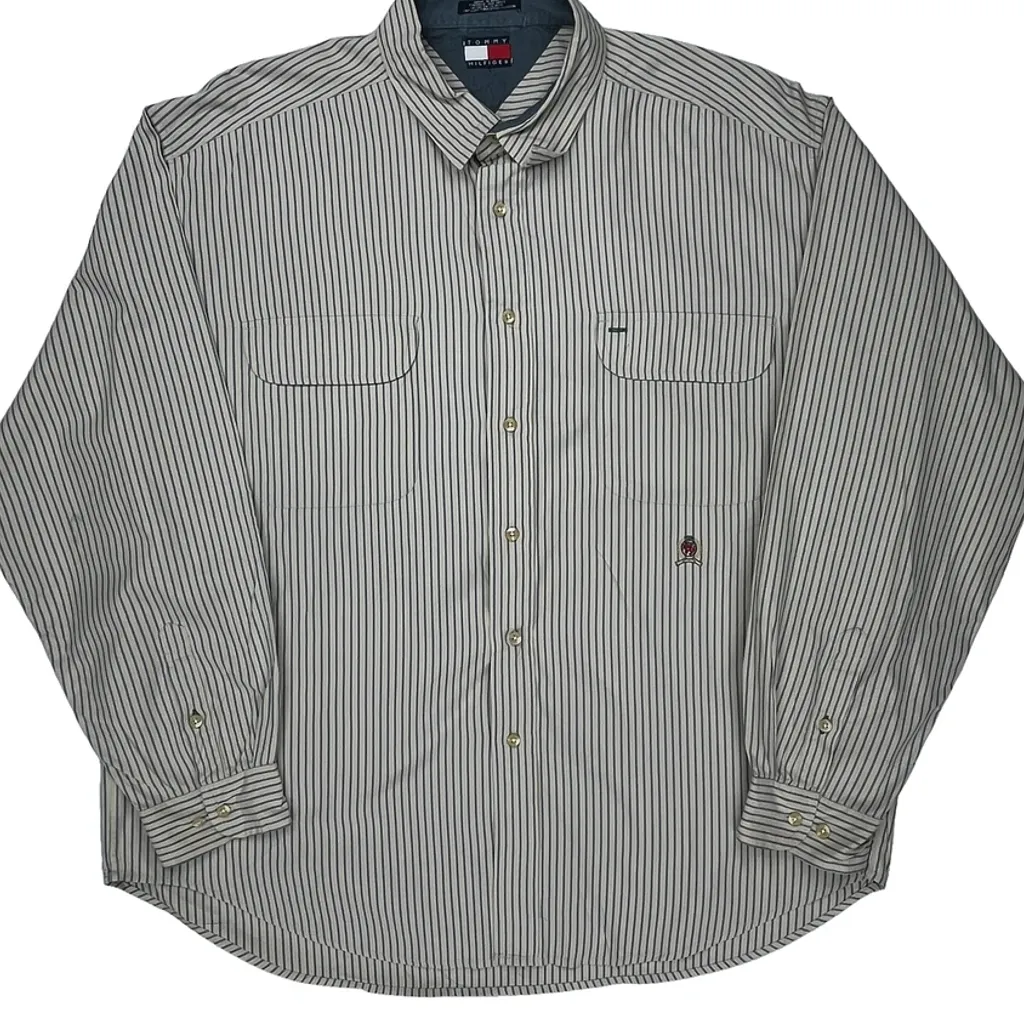 Tommy Hilfiger Striped Shirt - 3XL Beige Cotton - Image 5