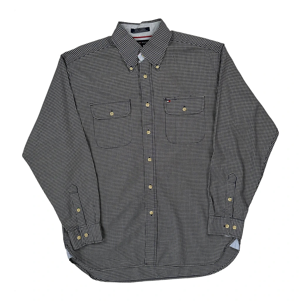 Tommy Hilfiger Checked Shirt - Medium Black Cotton
