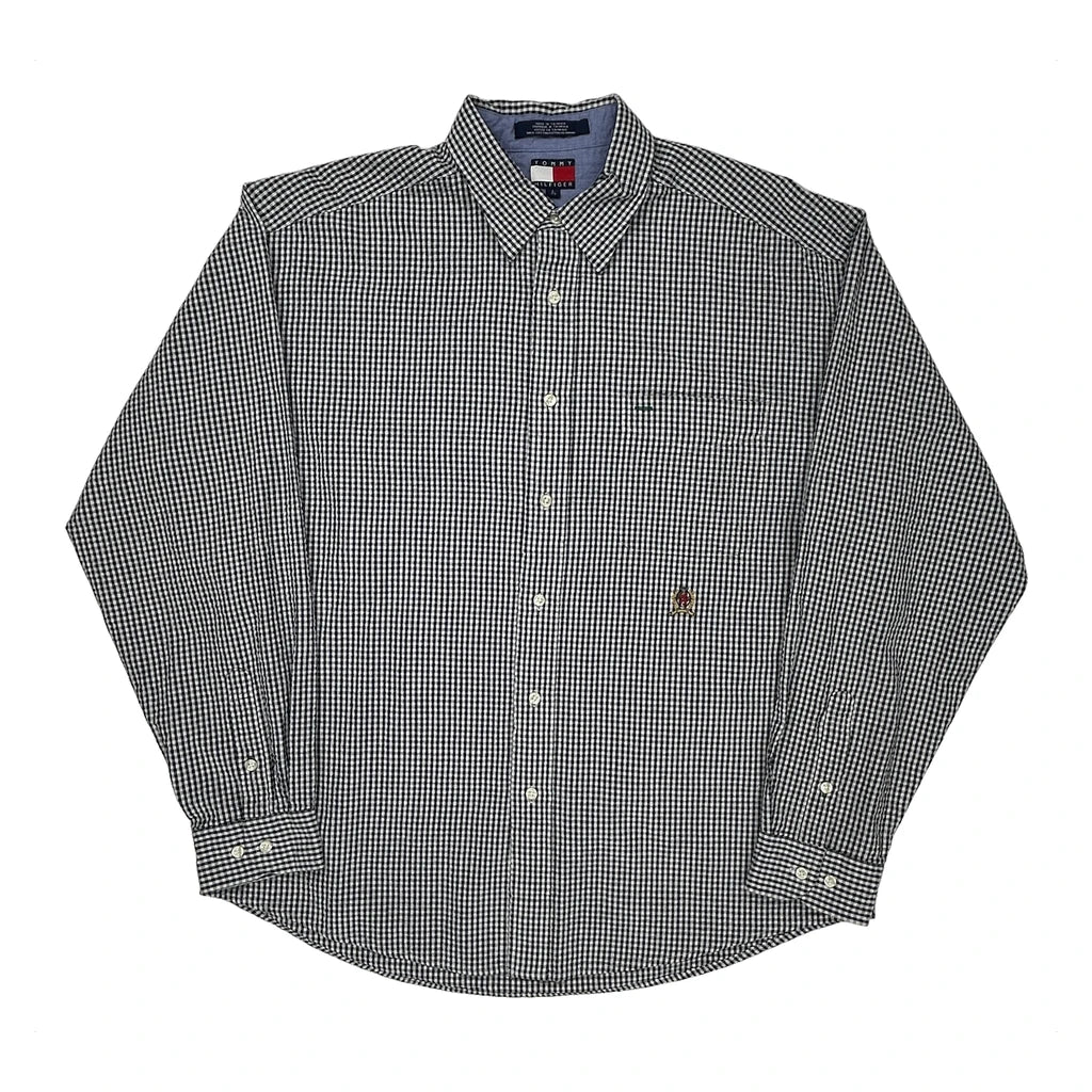 Tommy Hilfiger Checked Shirt - Large Black & White Cotton
