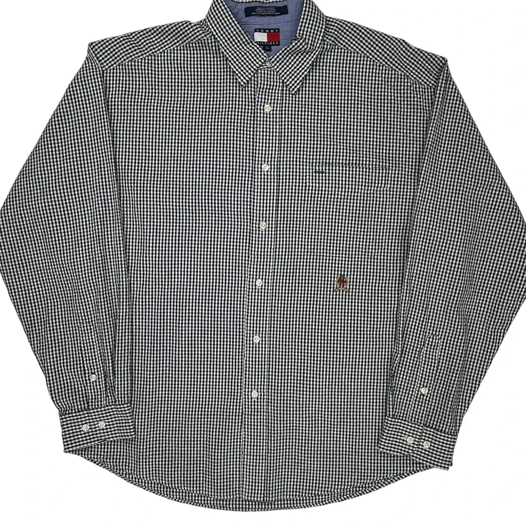 Tommy Hilfiger Checked Shirt - Large Black & White Cotton - Image 4
