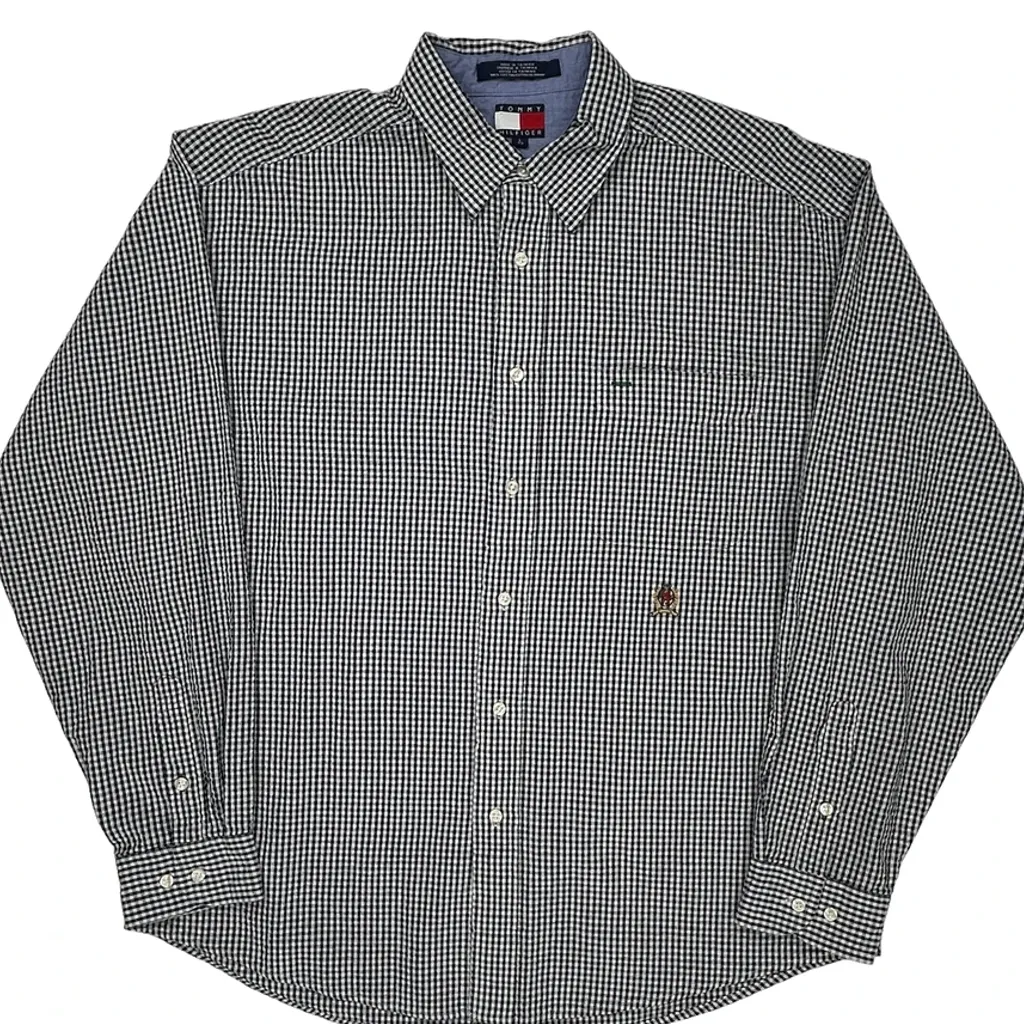 Tommy Hilfiger Checked Shirt - Large Black & White Cotton - Image 5